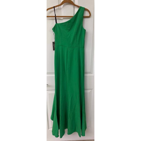 Vince Camuto Green Off-Shoulder Shoulder Twist-Waist Ruffled Gown 6 NWT - Picture 8 of 9